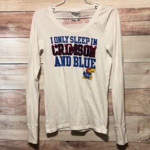 PINK KU Jayhawks Sequin Sleep Shirt Medium